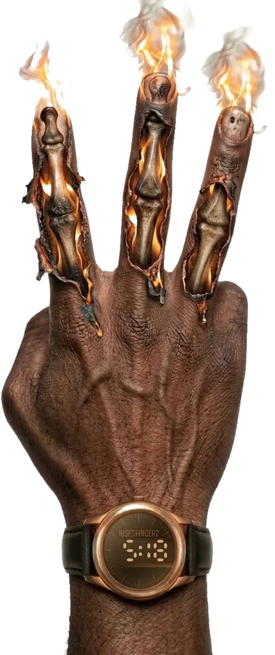 The three-finger mark — bone, flesh and flame hand